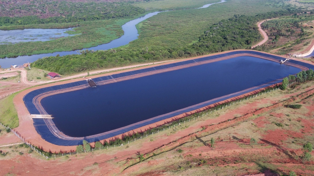 Aerial view of the ongoing construction of Muvumba Dam to serve in irrigation at Gabiro Agrucultural Hub. Construction of Muvumba Multipurpose Dam project was allocated Rwf30 billion. Courtesy