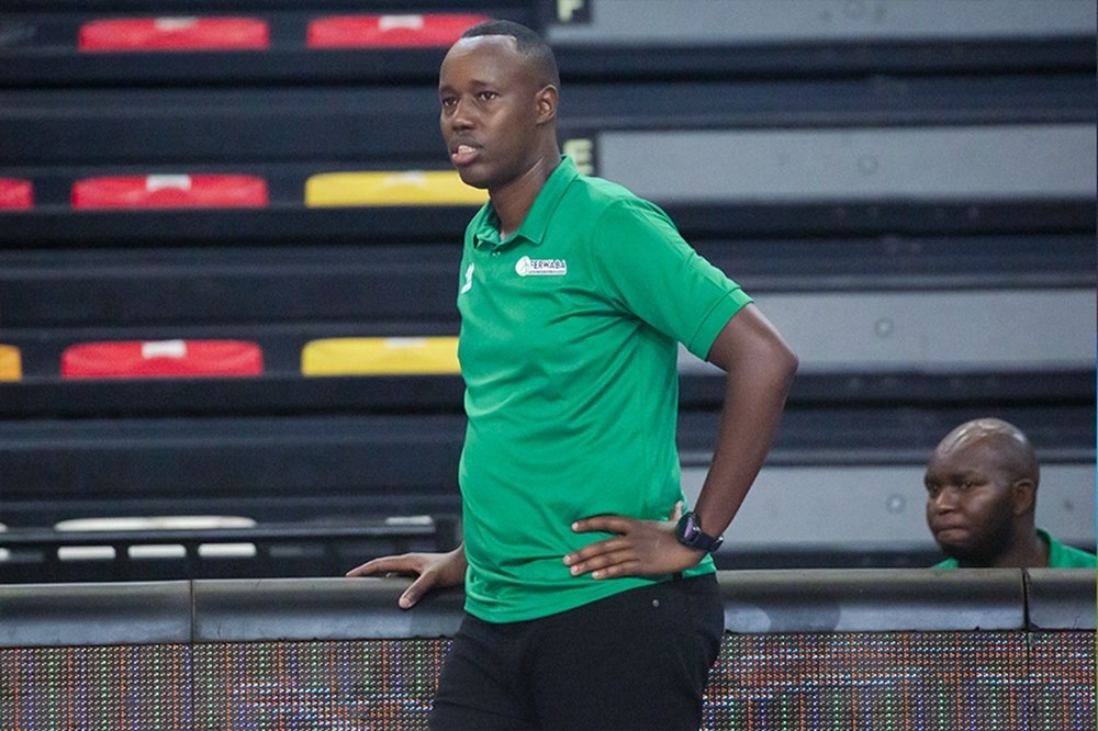 U18 National Basketball boys team head coach Yves Murenzi during a past game. Both boys and girls teams have started training for the forthcoming FIBA Zone V Championships scheduled for June 9-14 in Kampala, Uganda. Courtesy