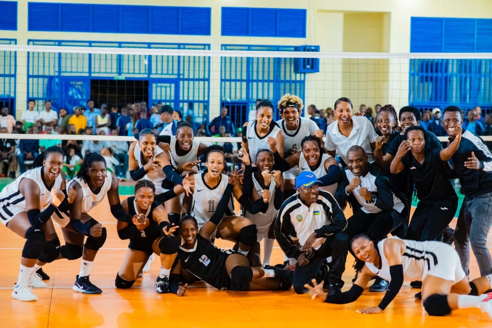 APR Women Volleyball Club  celebrate the win as they defeated arch-rivals Police women 3-1 to win the 2024 women’s volleyball league title on Sunday, May26. Courtesy
