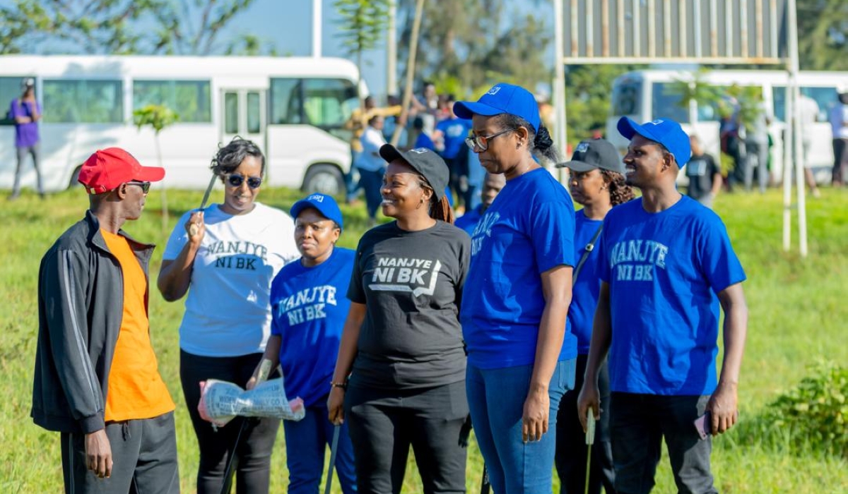 Bank of Kigali (BK) staff during a special Umuganda  in line with the “Nanjye ni BK” initiative on Saturday, May 25. Courtesy