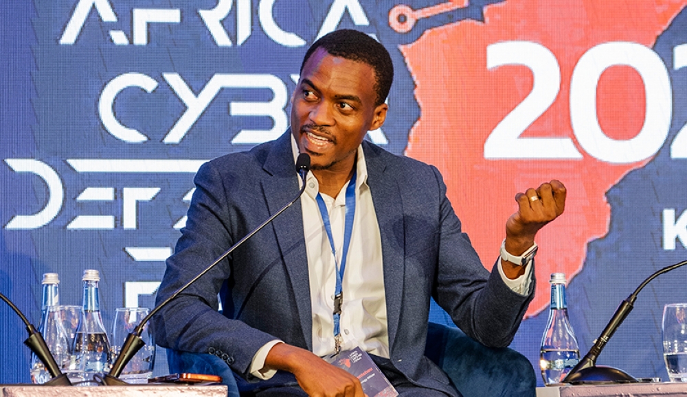 Irembo&#039;s Chief Product and Engineering Officer, Patrick Ndjientcheu, speaks on a panel discussion during Africa Cyber Security Summit. Courtesy