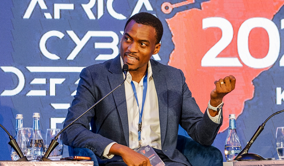Irembo&#039;s Chief Product and Engineering Officer, Patrick Ndjientcheu, speaks on a panel discussion during Africa Cyber Security Summit. Courtesy
