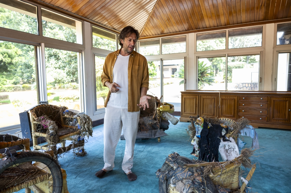 Nicolas Bellavance-Lecompte, an Italian design curator and art director, explaining the concept behind  Reconnecting Memory Through Art project-Olivier Mugwiza 