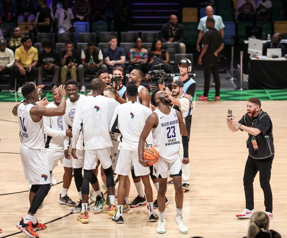 Rivers Hoopers celebrate after beating US Monastir on Monday, May 27, to qualify for the semifinals-Dan Gatsinzi