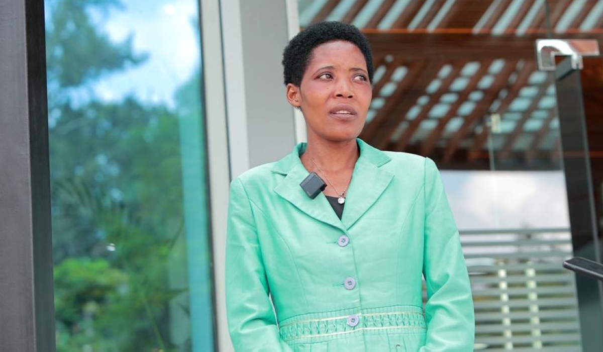 Candidate Julienne Mukasine, 35, a farmer based in  Nyamasheke District wants to contest for a seat in parliament, speaks to journalists after submitting her candidature on Tuesday, May 28.