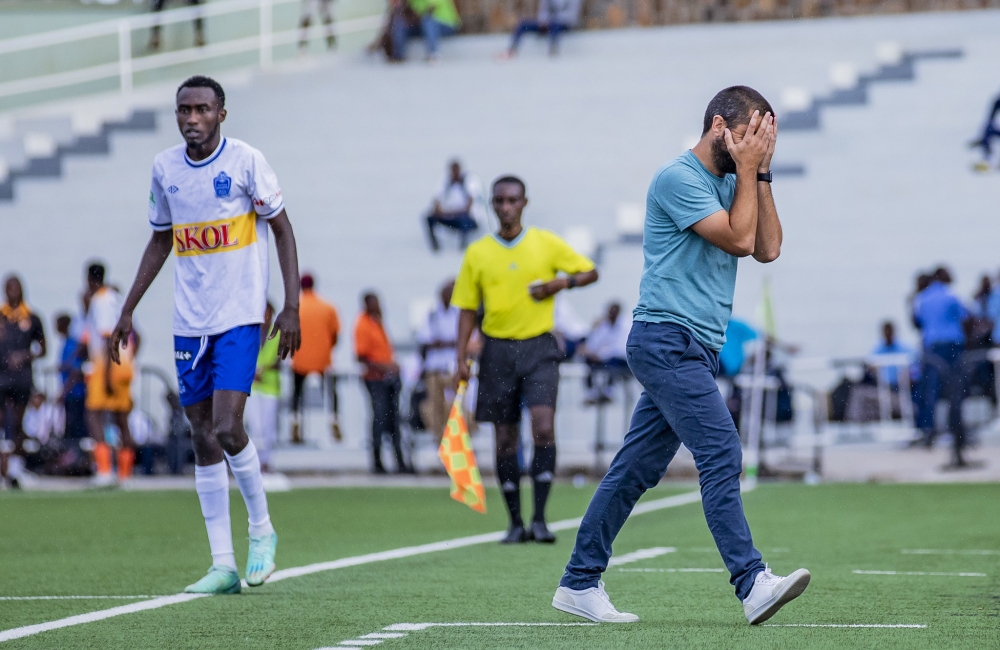 Rayon Sports head coach Julien Mette looks dejected during Peace Cup game against Bugesera. The coach is in talks to see how the club can  attempt to extend his contract. Emmanuel Dushimimana