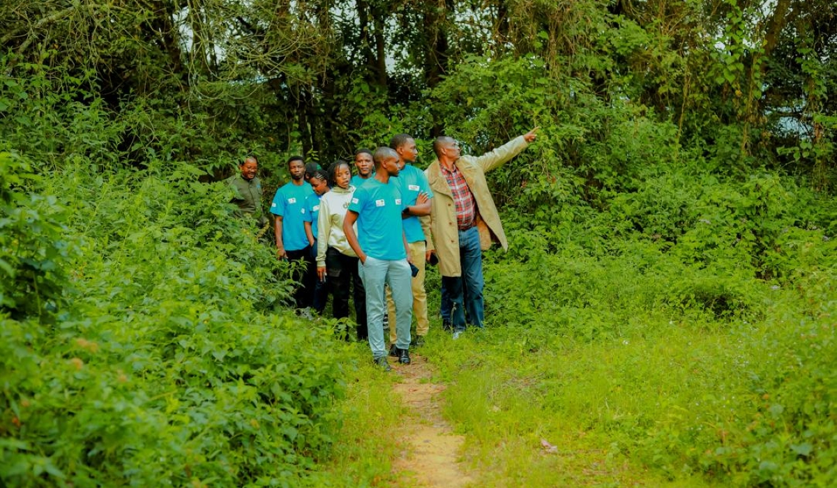 A group of youths during a guided tour of the newly restored Gishwati-Mukura National Park. Courtesy