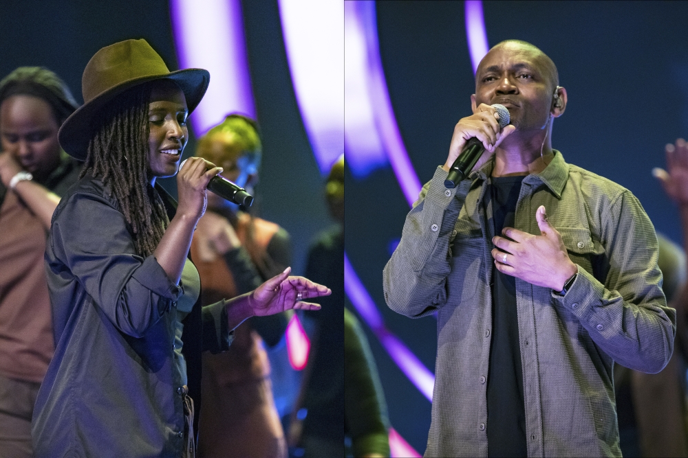 Gospel couple Fabrice (R) and Maya launched their seventh album in Kigali on Sunday, June 2-Emmanuel Dushimimana