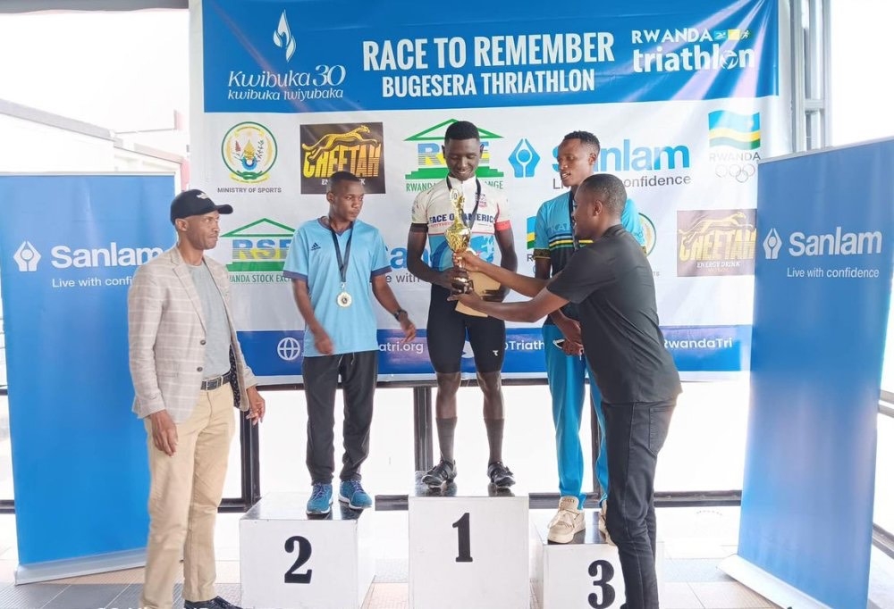 Samuel Tuyisenge won  the 2024 &#039;Race to Remember Triathlon&#039; tournament that took place in Bugesera District held on Sunday, June 2. Courtesy