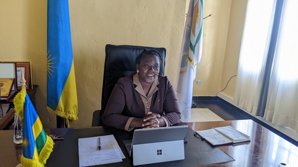 Mayor of Karongi district, Valentine Mukase while briefing media health-related issues. PHOTOS BY GERMAIN NSANZIMANA