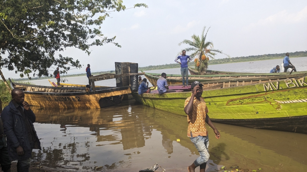 Some handmade boats that carry goods from Tanzania to Rwanda through Kibare lake on Thursday, May 29. Michel Nkurunziza