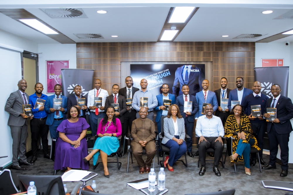 NCBA Bank Rwanda staff during the launch of  the Man Enough programme, an 8-week journey for the National Transformative Strategy Engaging Men and Boys for Gender Equality Promotion. Courtesy