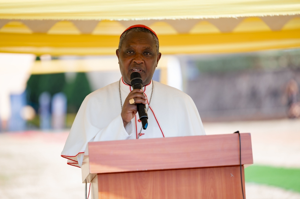 Cardinal Antoine Kambanda, the Archbishop of Kigali delivers remarks during the celebration of the 50th anniversary of Lycee de Kigali on Saturday June 8. Christianne Murengerantwari