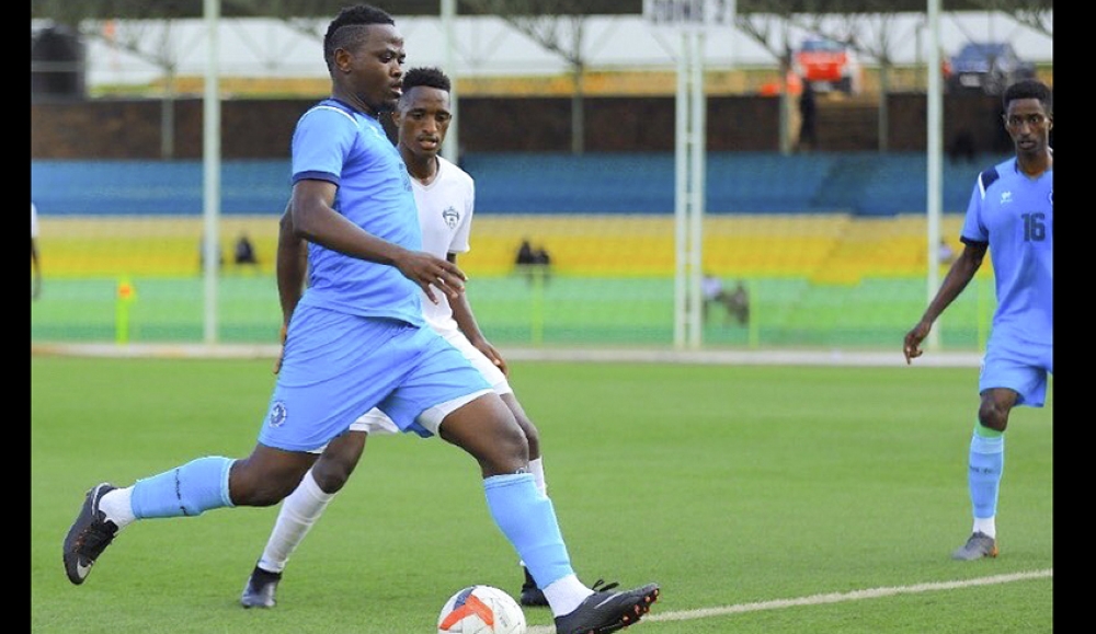 Police FC attacking midfielder Muhadjili Hakizimana with the ball.