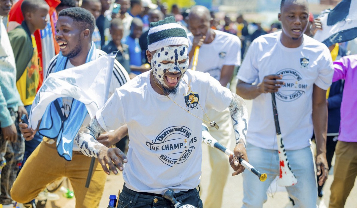 Thousands of APR and Rayon Sports supporters who turn up for the friendly game at Amahoro Stadium.  Courtesy