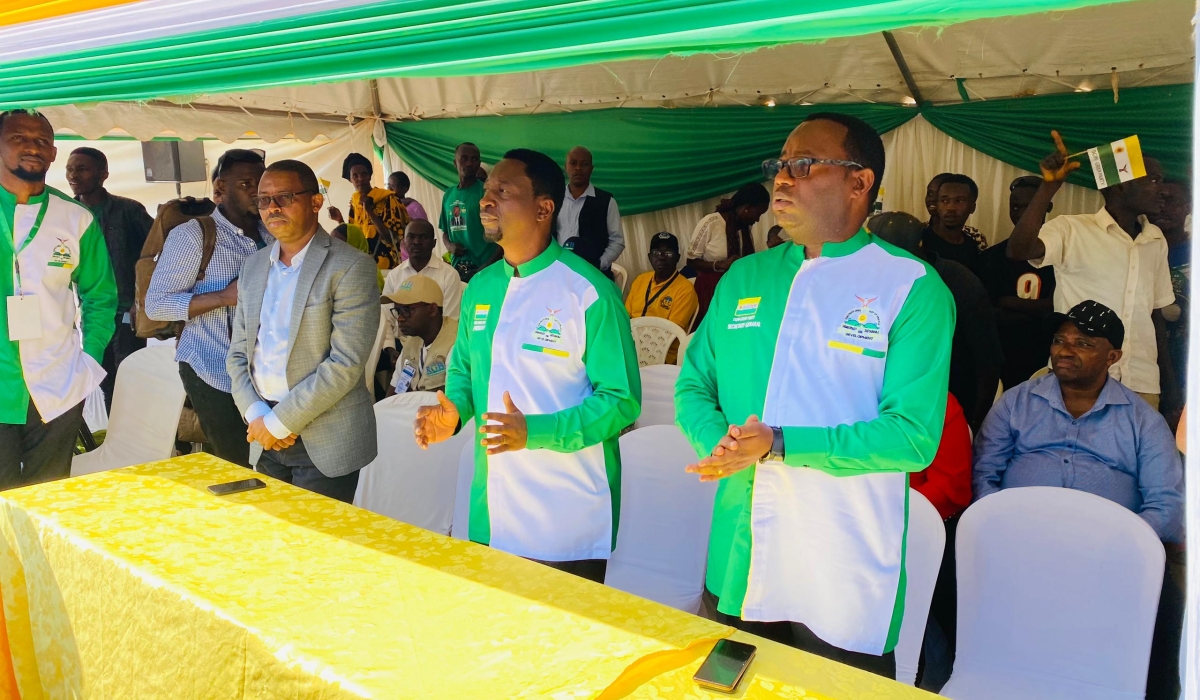 Frank Habineza, the chairperson of the Democratic Green Party of Rwanda launched his presidential electoral campaign in Jabana Sector, Gasabo District , on Saturday, June 22. Photos by Aurore Teta