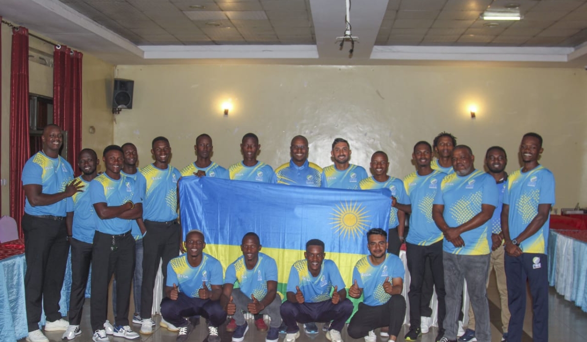 The Rwanda senior men&#039;s national cricket team pose for a group photo before departure to Nairobi for the Kenya Quadrangular Series-courtesy 