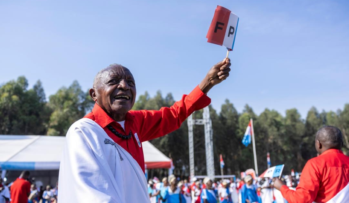 One of thousands members of RPF Inkotanyi during the campaign in Nyamasheke on Saturday, They said they want incumbent President Paul Kagame who is the RPF-Inkotanyi presidential candidate to stay longer and spearhead Rwanda’s development. Photos by Olivier Mugwiza