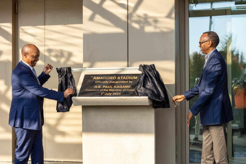 President Paul Kagame and CAF President Patrice Motsepe officially open the newly revamped Amahoro stadium on Monday, July 1. All photos by Olivier Mugwiza
