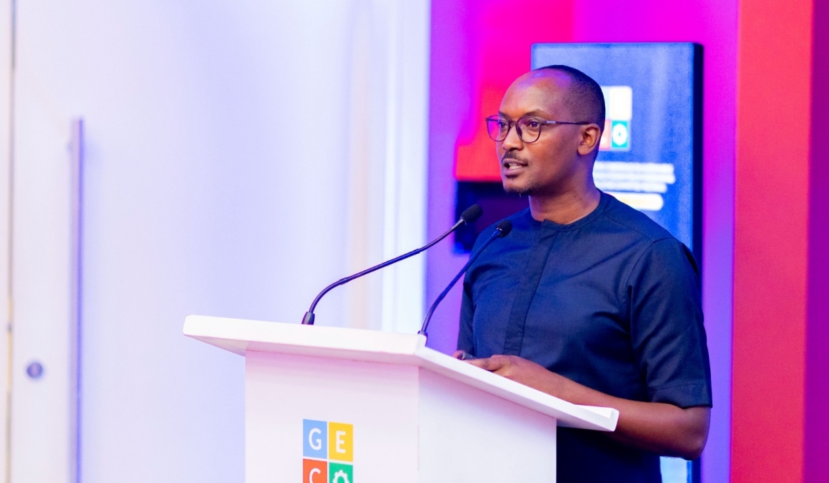 Steven Sabiti, Executive Secretary of the Institution of Engineers Rwanda delivers remarks during a past meeting. Courtesy