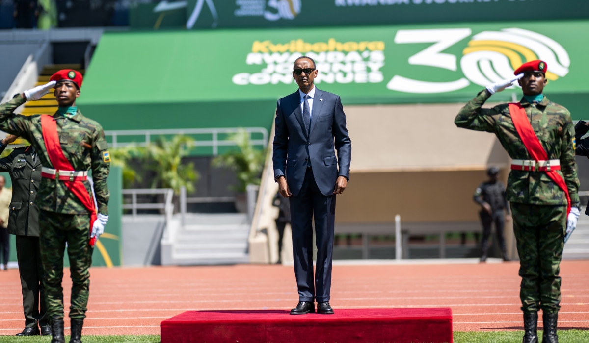 President Paul Kagame joined thousands of Rwandans and friends of Rwanda gathered at the newly renovated ultramodern 45,000 seater Amahoro stadium to mark 30 years of Liberation. Photo by Village Urugwiro