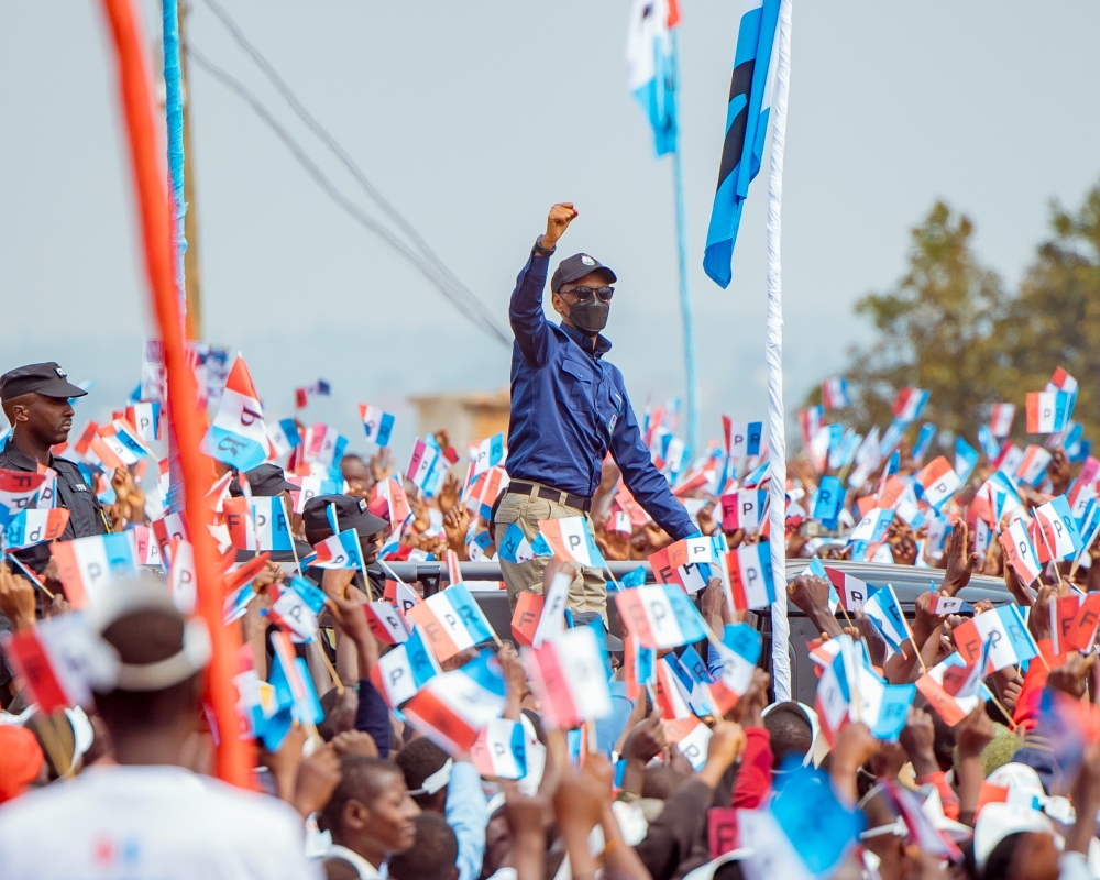 President Paul Kagame, the RPF Chairman and flagbearee campaigning in Gicumbi District on Tuesday, July 9. Photo by Olivier Mugwiza President Paul Kagame, the RPF Chairman and flagbearee campaigning in Gicumbi District on Tuesday, July 9. Photo by Olivier Mugwiza