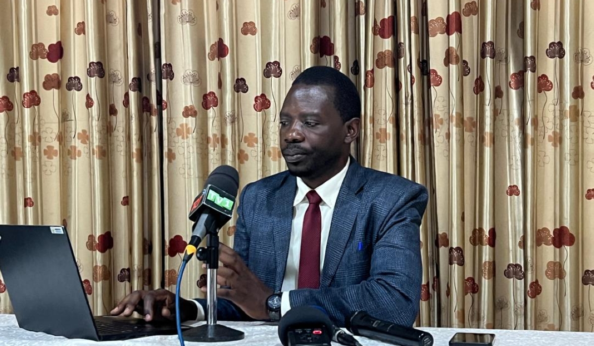 Independent presidential candidate Philippe Mpayimana addresses journalists during a press conference on July 9. Courtesy