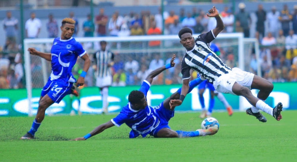 APR FC player vies for the ball against Al Hilal Omdurman players during a 5-4 penalty shootout match to qualify for CECAFA Kagame Cup finals. Courtesy