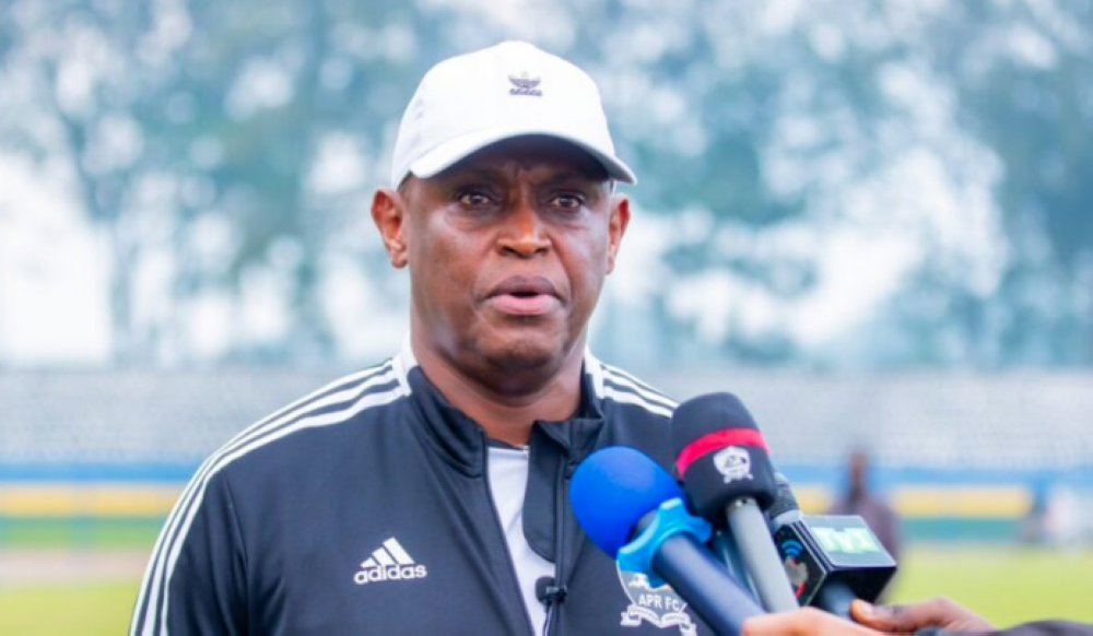 APR FC chairman, Col Richard Karasira, speaks to journalists. Courtesy