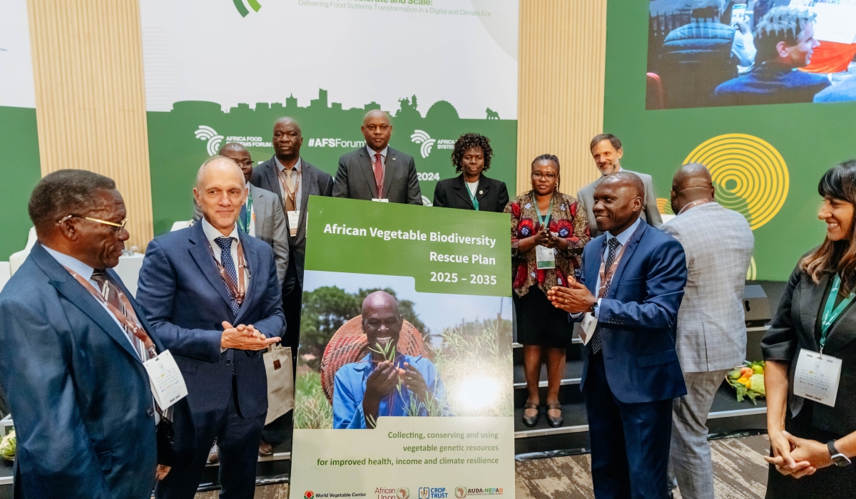 Officials during the launch of African Vegetable Biodiversity Rescue Plan in Kigali on September 3. Courtesy