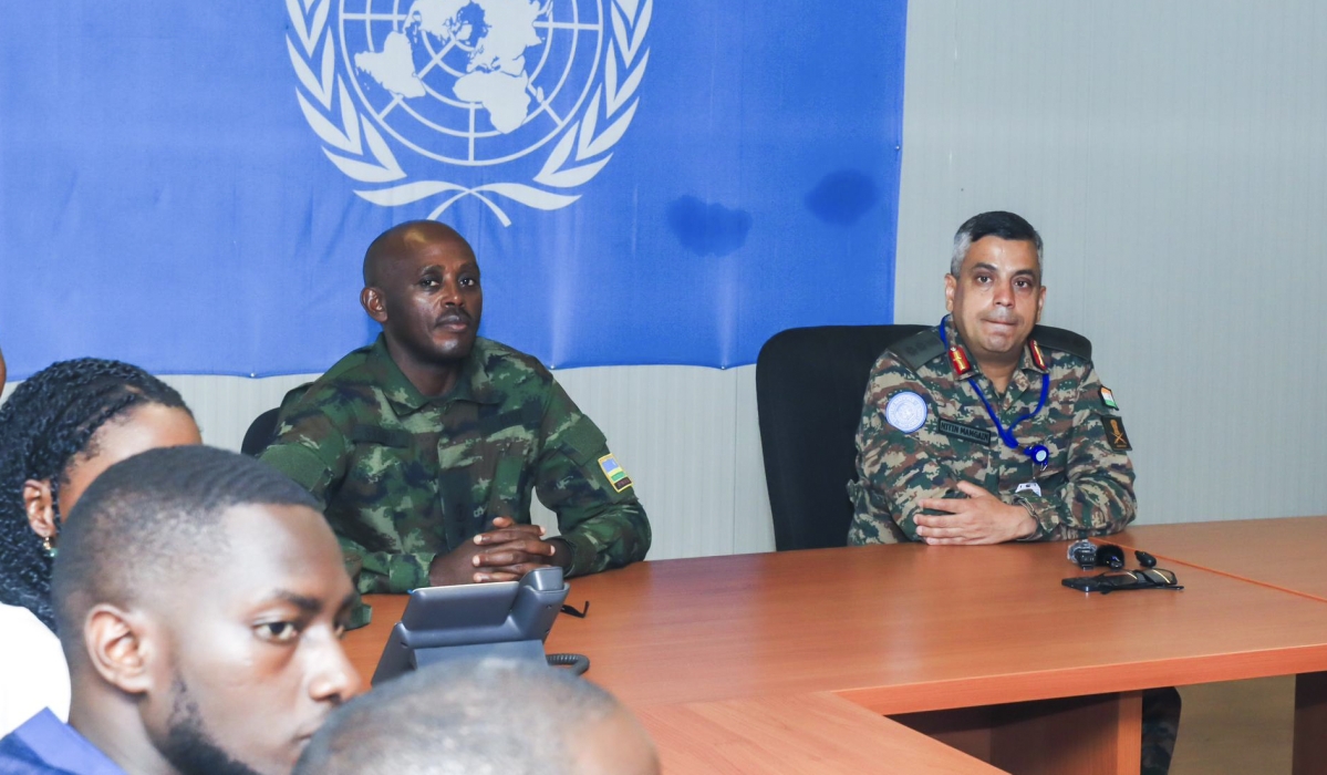 Col. Nittin Mamgain, Sector North Commander of the United Nations Mission in South Sudan (R) and Deputy RDF SpokespersonLt. Col. Simon Kabera during a press briefing in Malakal, on Thursday, October 17.