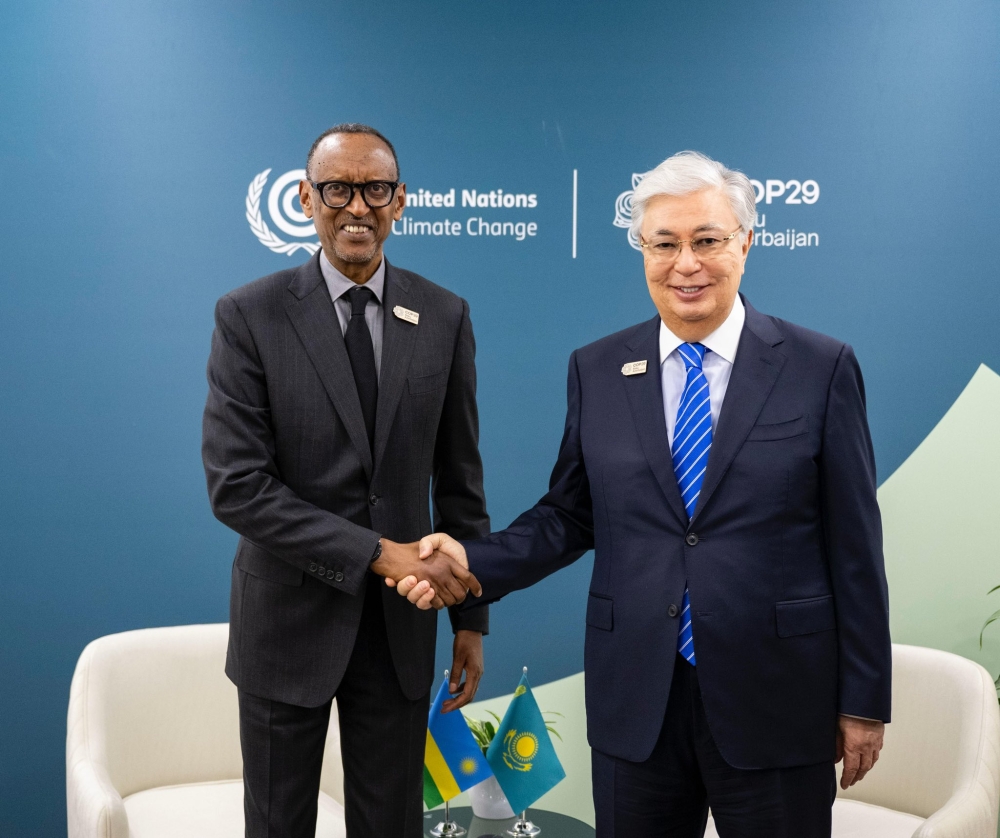 While in Azerbaijan, President Kagame met with President Kassym-Jomart Tokayev of Kazakhstan on the sidelines of COP29.