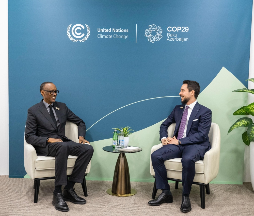 President Kagame met with Prince Al Hussein bin Abdullah, Crown Prince of the Hashemite Kingdom of Jordan on the sidelines of COP29.