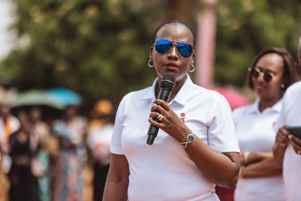 Charlotte Kamanzi, CEO of SONARWA General Insurance speaks at the event to hand over their contribution on November 28. Charlotte Kamanzi, CEO of SONARWA General Insurance speaks at the event to hand over their contribution on November 28.