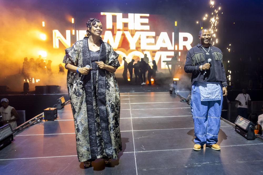 MCs Luckman Nzeyimana and Anita Pendo  during the concert.