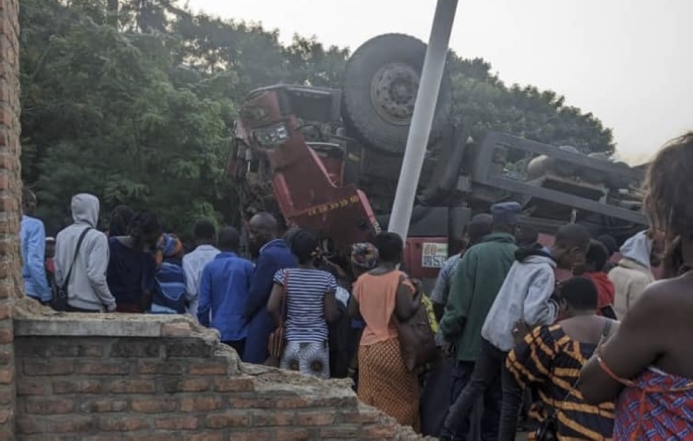 People gathering at the accident scene on Tuesday morning. Courtesy.