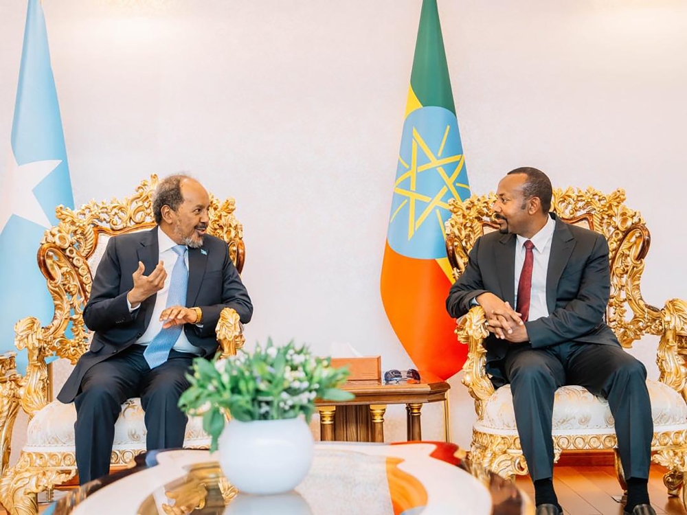 Abiy Ahmed Ali, Prime Minister of the Federal Democratic Republic of Ethiopia, holds discussions with Hassan Sheikh Mohamud, President of the Federal Republic of Somalia, in Ethiopia on January 11. Courtesy Photo