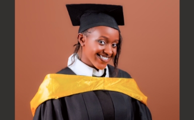 Gislaine Teta, a 22-year-old graduate with hearing impairment, recently graduated from University of Rwanda. Courtesy