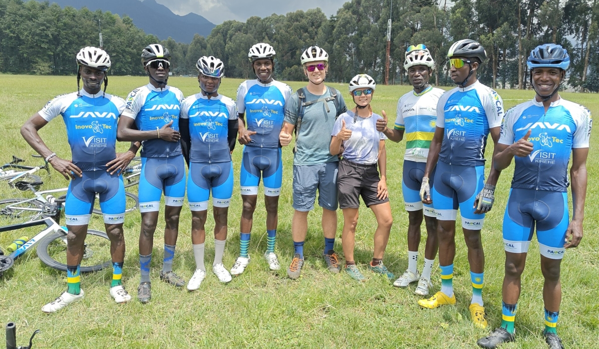 Java-Inovotec riders pose for a photo before a training session ahead of Tour du Rwanda 2025. The coach Joseph Areruya has said that his team is ready to fight for top prizes at the race in February.