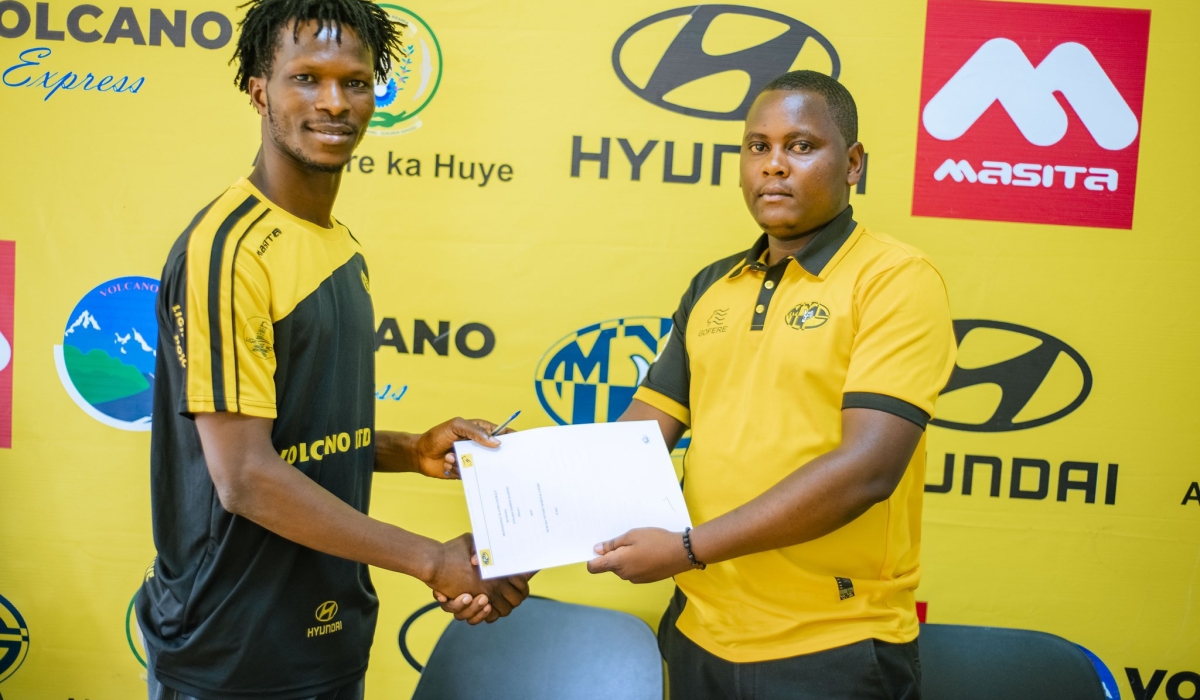 Mukura VS&#039; 
 Nigerian striker Samson Ayilara Oladosu (L) with Mukura VS Managing Director Protais Musoni during the signing of the contract. Photos by Julius Ntare