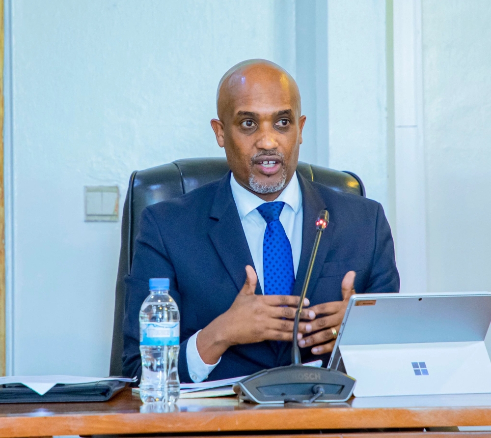 Minister of Justice Emmanuel Ugirashebuja speaks to the Lower House’s Committee on Governance and Gender Affairs as lawmakers reviewed the 20232024 report by the Office of the Ombudsman, on January 21. Courtesy