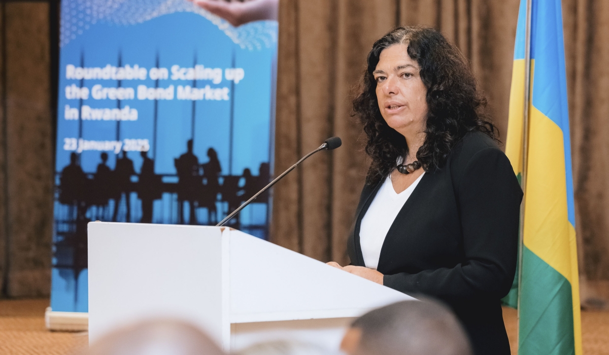 Belen Calvo Uyarra, the EU Ambassador to Rwanda delivers her remarks during the consultation meeting in Kigali on Thursday, January 23. Courtesy