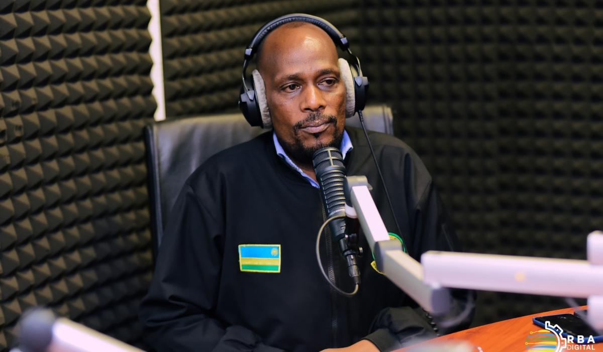 Rayon Sports Club President Thaddée Twagirayezu during an interview with Rwanda Broadcasting Agency
