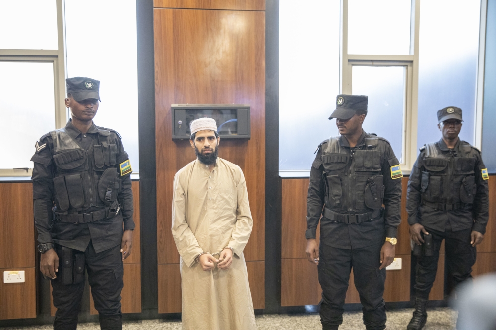 Terrorism suspect Salman Khan who was arrested by Rwanda, seen here at the Kigali International Airport at the handover on Wednesday, November 27. Photo by Emmanuel Dushimimana.