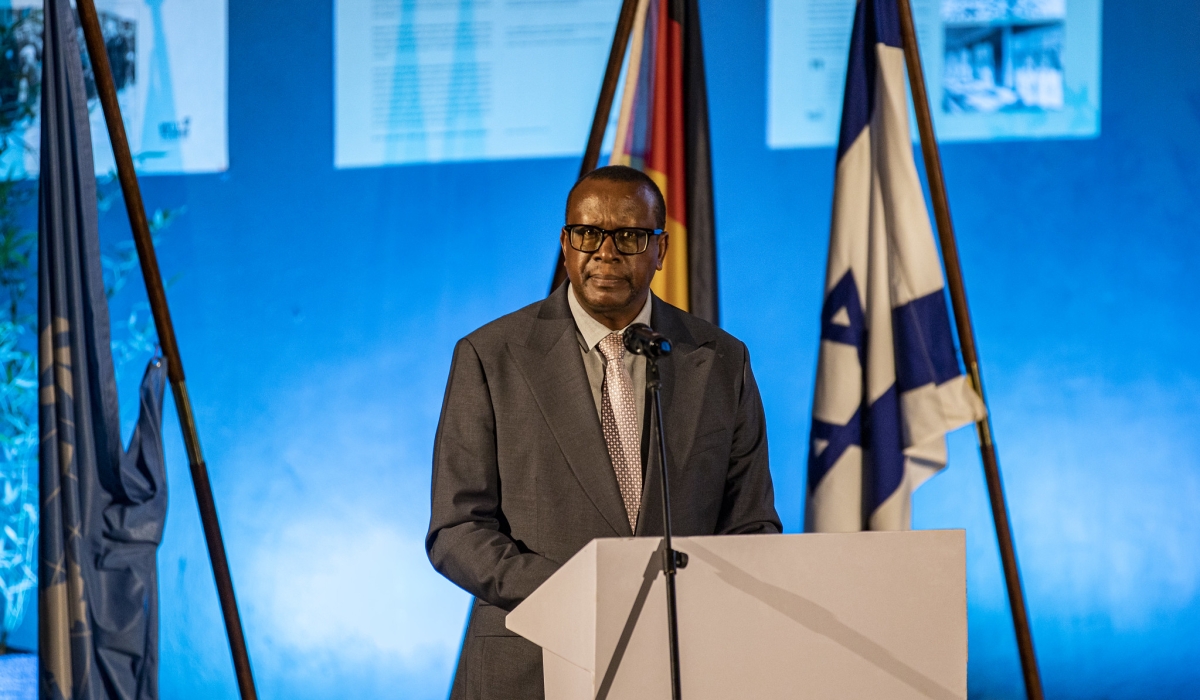 The Minister of National Unity and Civic Engagement, Jean-Damascène Bizimana addresses delegates in Kigali on January 27. All photos by Dan Gatsinzi