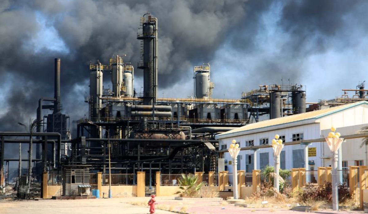 A thick cloud of smoke from a massive fire at the Khartoum Oil Refinery in Al-Jaili area, north of the Sudanese capital Khartoum on Jan. 26, 2025.(Photo by Mohamed Khidir.Xinhua)