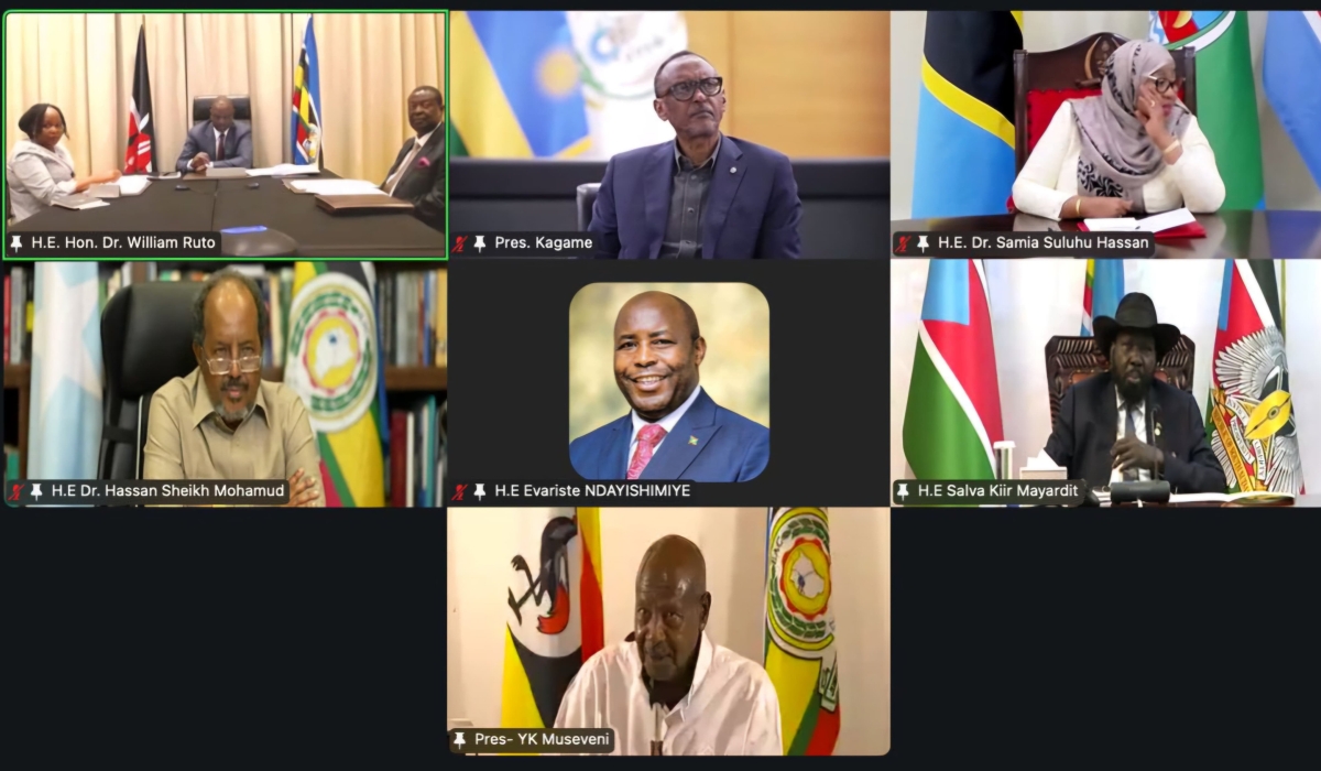 The EAC leaders, during  the extraordinary virtual meeting to discuss the latest escalation in the conflict in eastern DR Congo on Wednesday, January 29. Courtesy