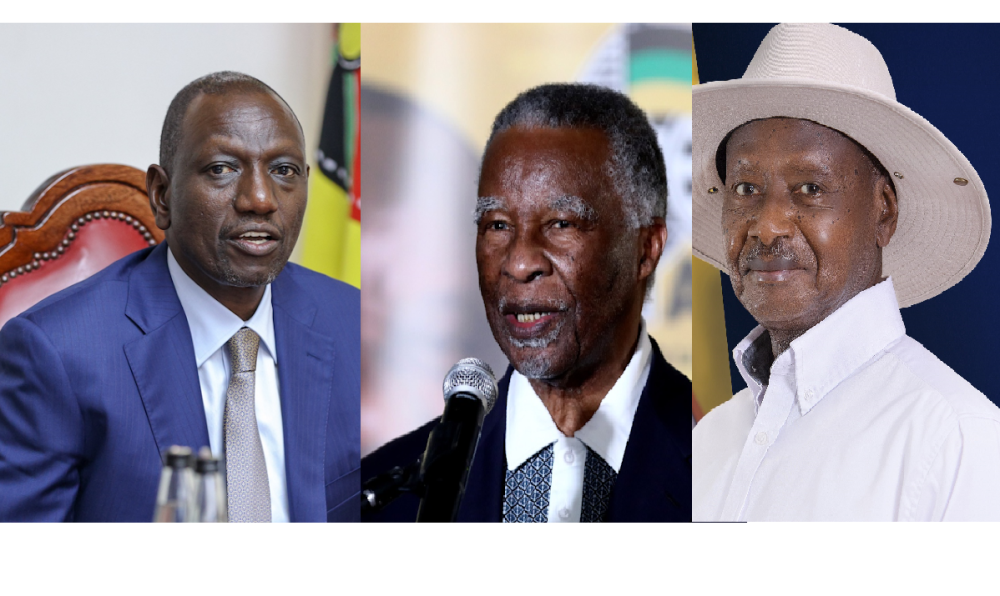 Kenya President William Ruto, Former South African President Thabo Mbeki and Ugandan President Yoweli Kaguta Museveni. File