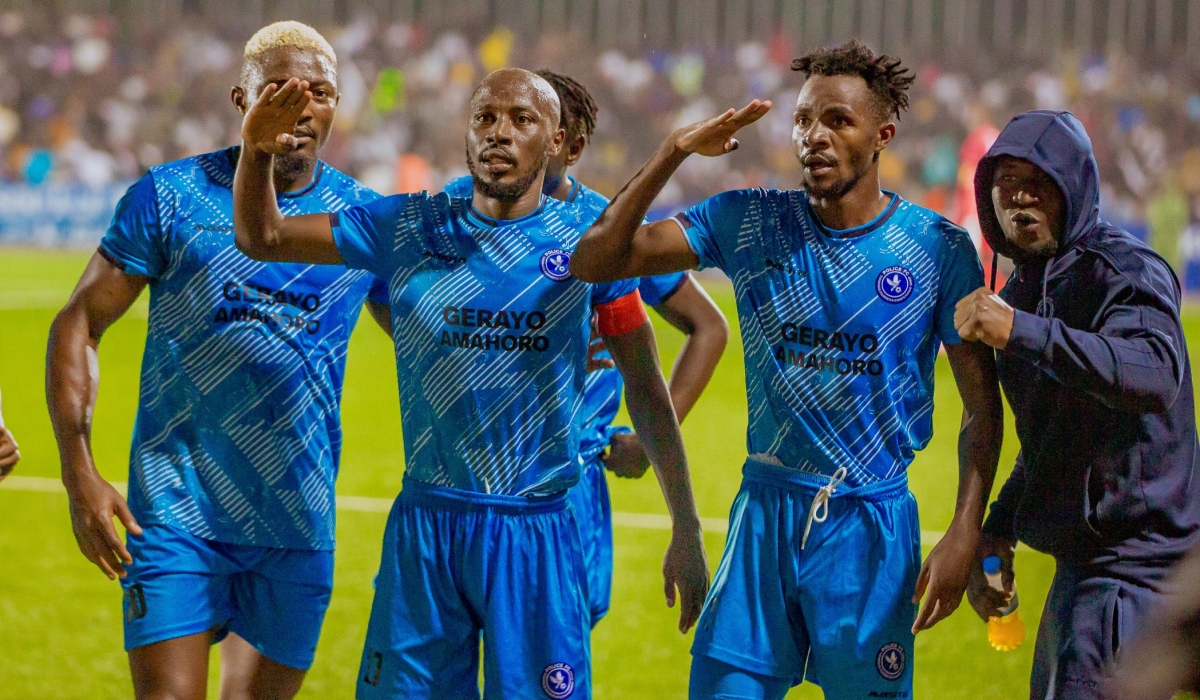 Police FC players celebrate the crucial win against Rayon Sports. Police FC beat Rayon Sports 3-1 in a penalty shootout, while APR overcame AS Kigali with a 2-0 win. Courtesy