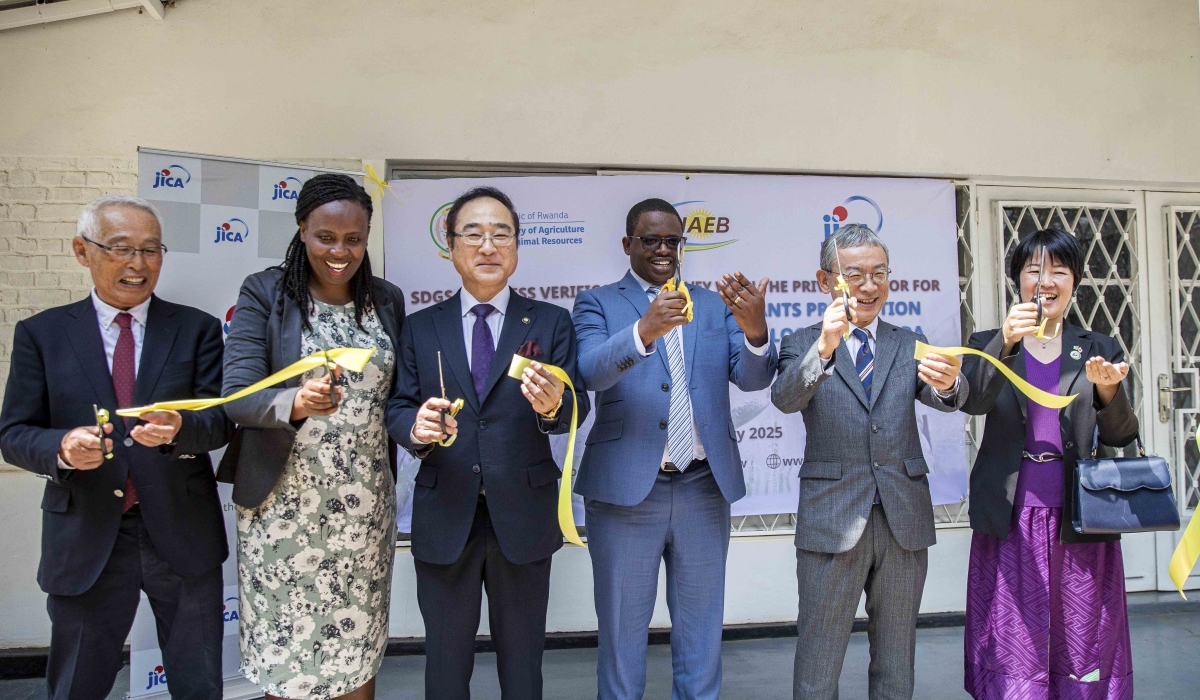 Officials  inaugurate a new flower tissue culture laboratory in Kigali on January 24. Photos by Dan Gatsinzi